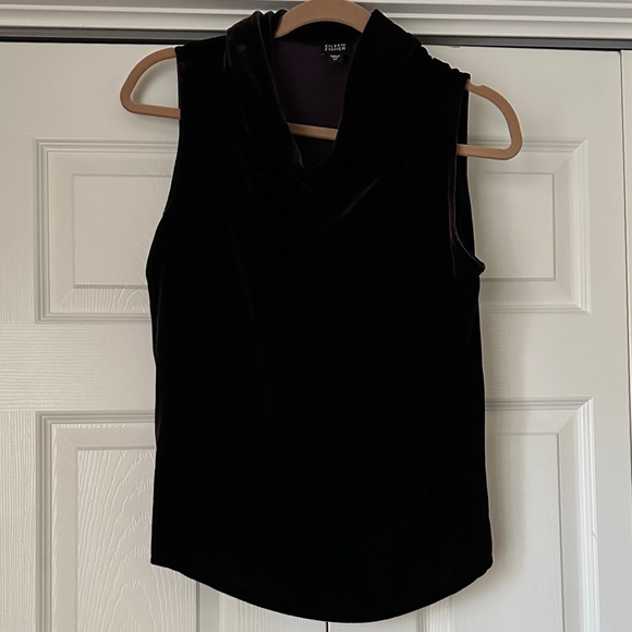 Eileen Fisher velvet cowl neck sleeveless top - Picture 2 of 8